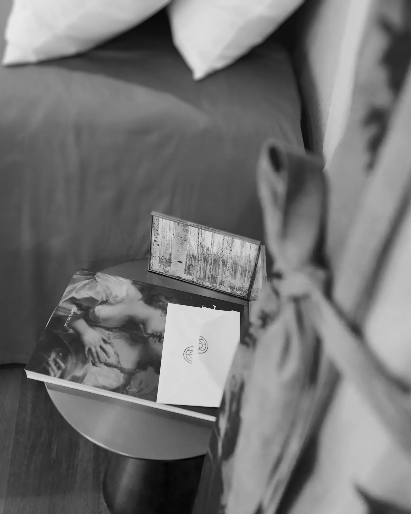 Detail of a hotel room with a Beltrami bathrobe in the foreground