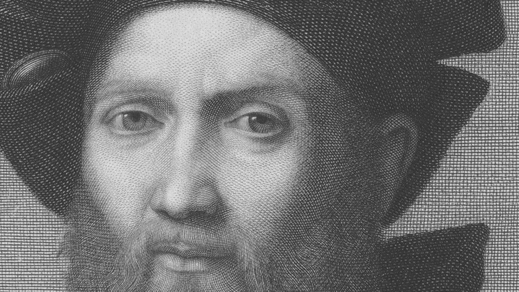 Engraved portrait of Baldassare Castiglione, who named sprezzatura in 1528